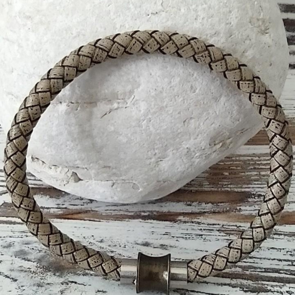 Men's leather bracelet, Stainless Steel Magnetic Clasp